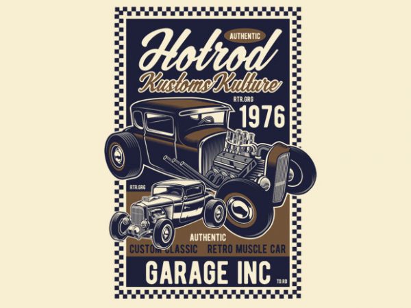 Hot rod kustoms kulture buy t shirt design for commercial use