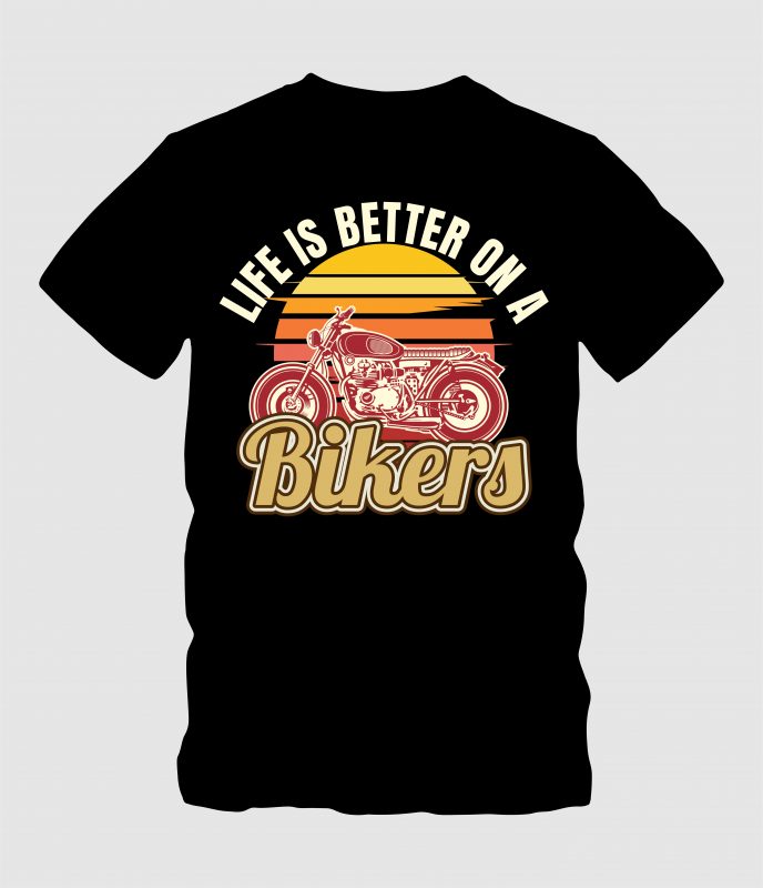 Life is Better on Bike tshirt design for merch by amazon