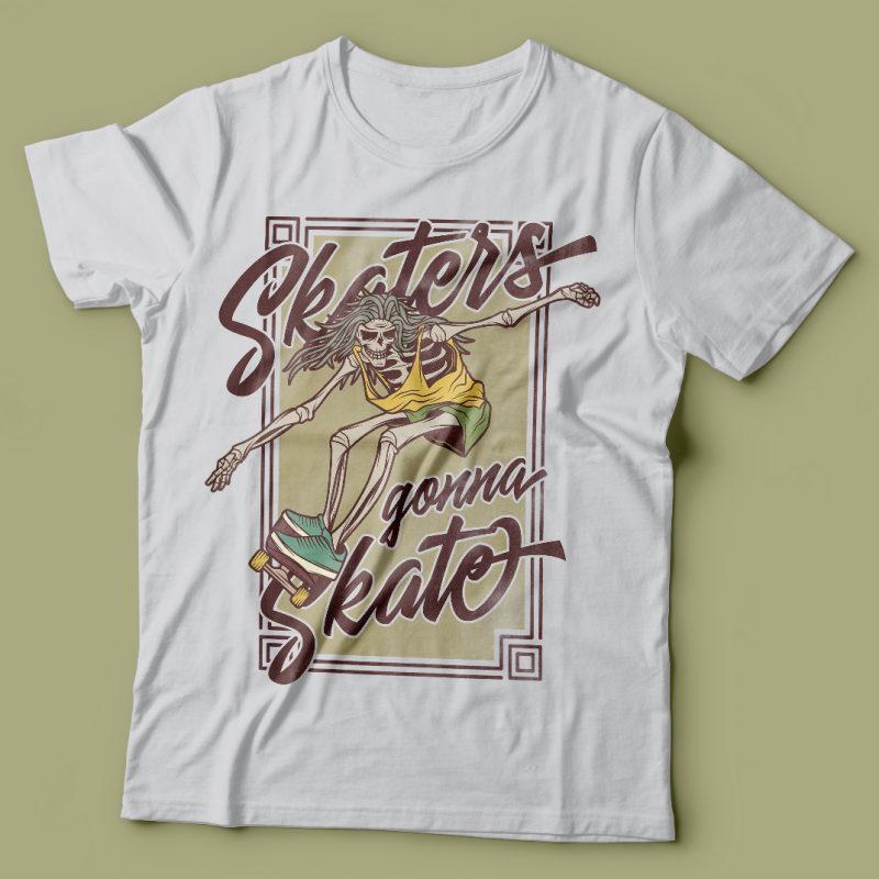 Skaters gonna skate vector t-shirt design t shirt designs for merch teespring and printful