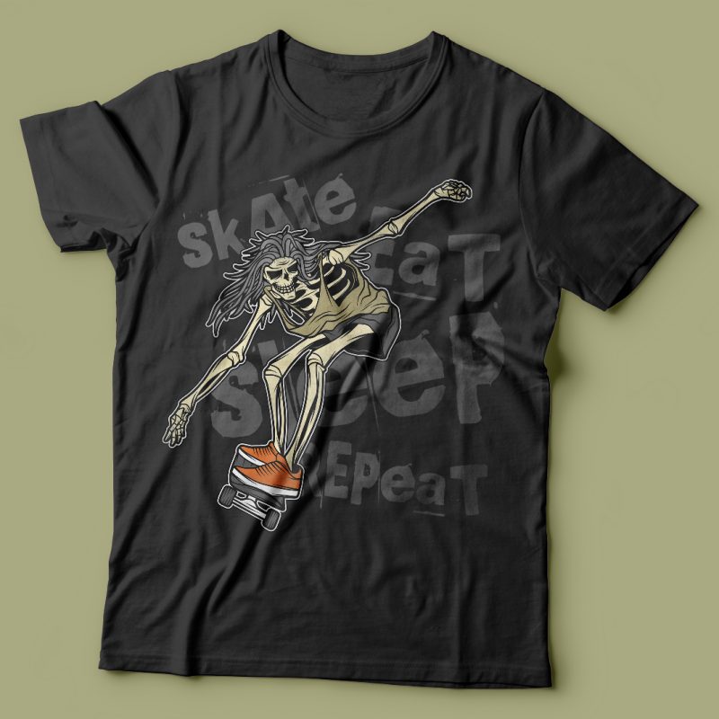 Skate. Eat. Sleep. Repeat. Vector t-shirt design t shirt designs for merch teespring and printful