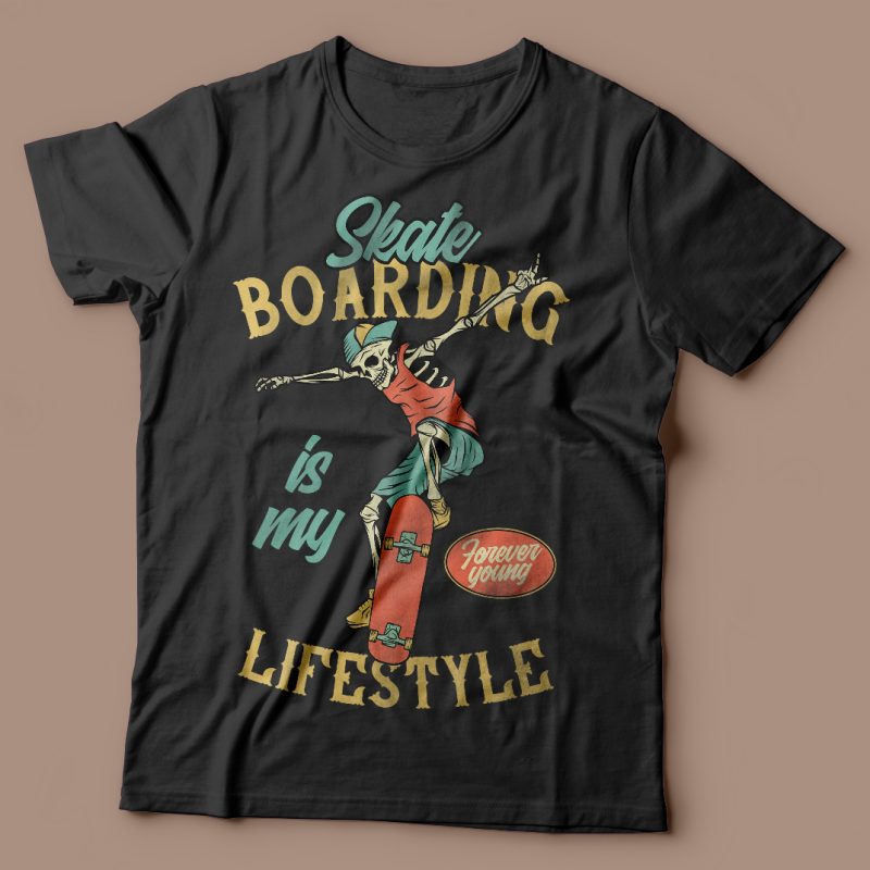 Skateboarding is my lifestyle vector t-shirt design t shirt designs for printful