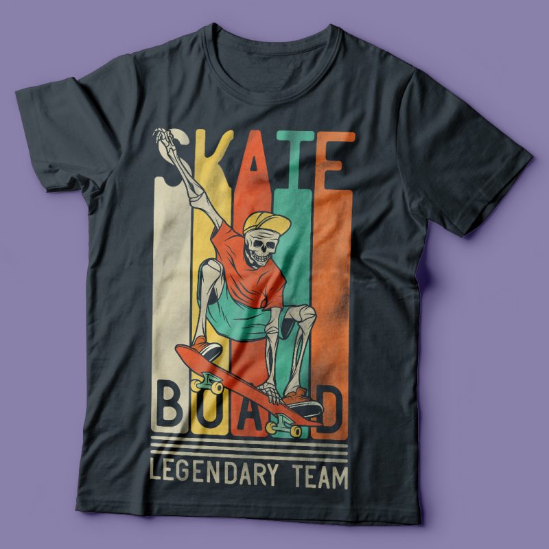 Skateboard legendary team vector t-shirt design t shirt designs for printful