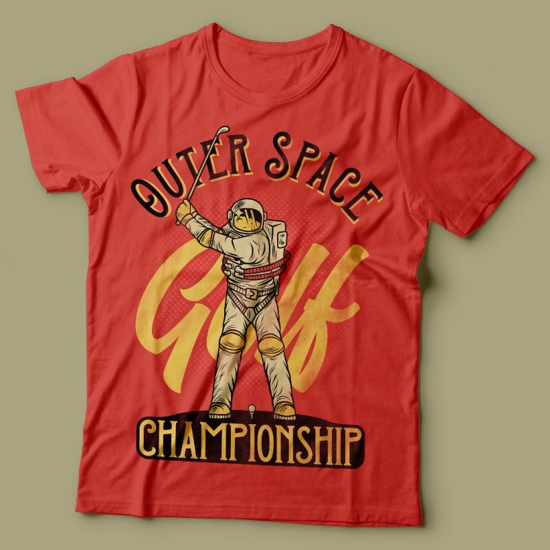 Outer Space golf championship. Vector T-Shirt Design tshirt factory