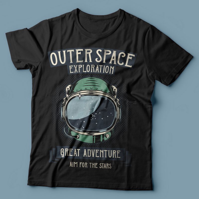 Outer Space Exploration. Vector T-Shirt Design t shirt designs for merch teespring and printful