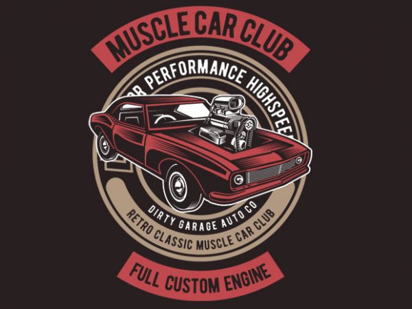 Muscle car print ready vector t shirt design