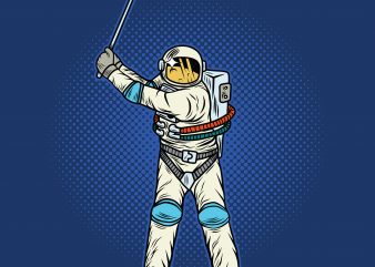 Astronaut playing golf. Vector T-Shirt Design