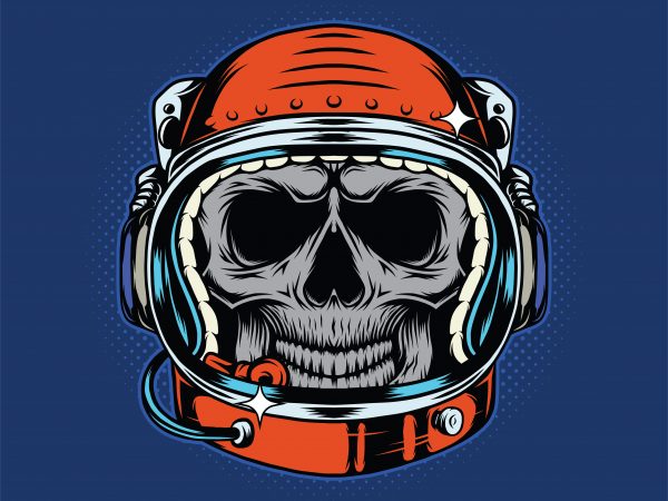 Astronaut skull helmet. Vector T-Shirt Design
