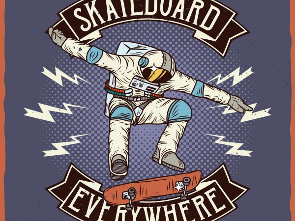 Skateboard everywhere. vector t-shirt design