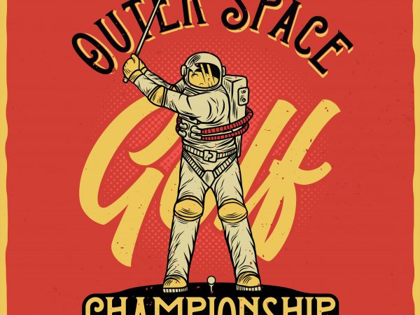 Outer space golf championship. vector t-shirt design