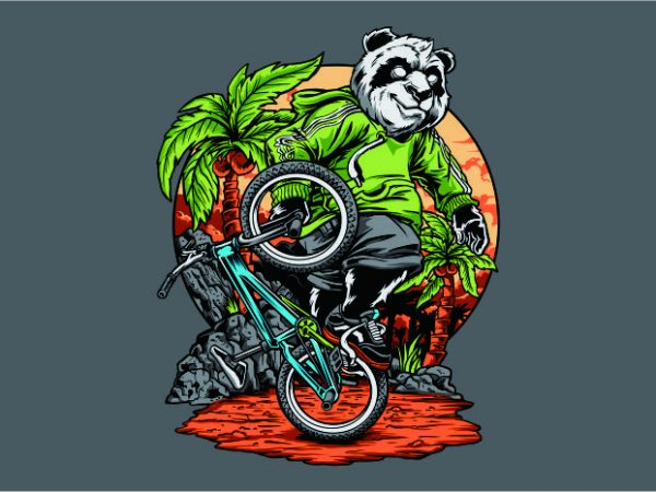 Panda freestyle bmx t shirt design template