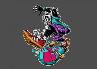 Panda Skateboard graphic t-shirt design