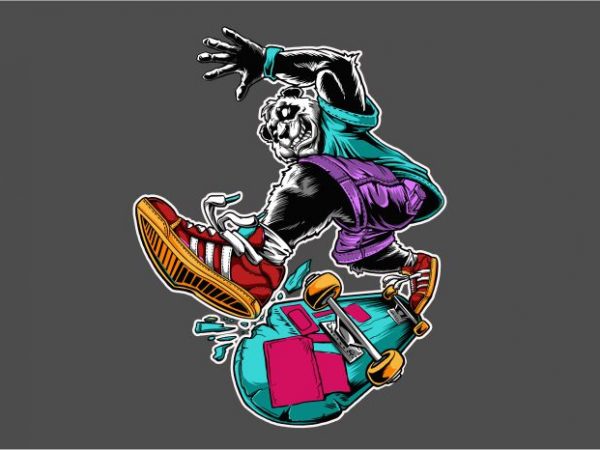 Panda skateboard graphic t-shirt design