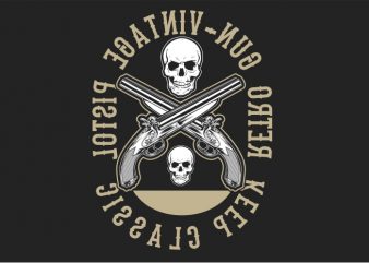 Retro Gun print ready vector t shirt design
