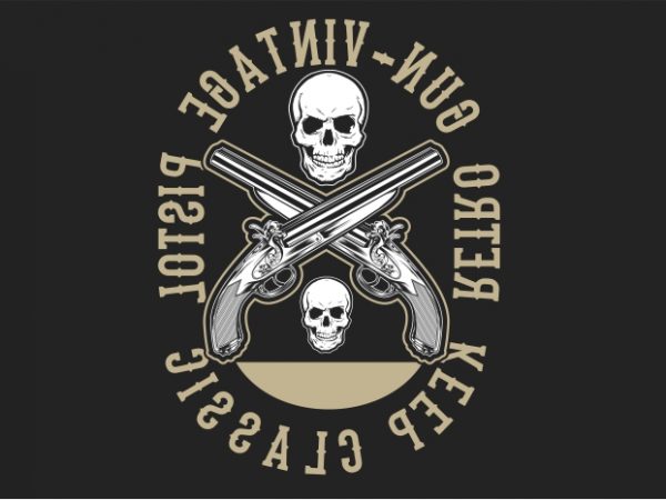 Retro gun print ready vector t shirt design