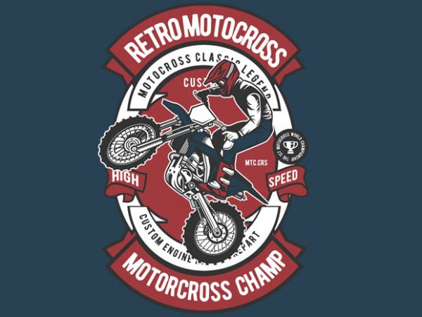 Retro motocross vector t-shirt design