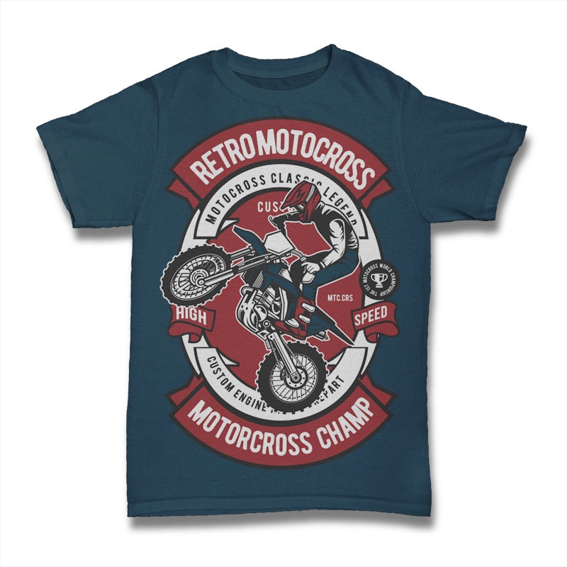 Retro Motocross tshirt design for sale