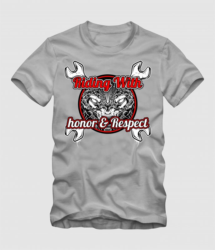 Riding with Honor & Respect t shirt designs for printful