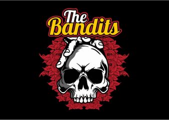 The Bandit Skull vector t shirt design for download