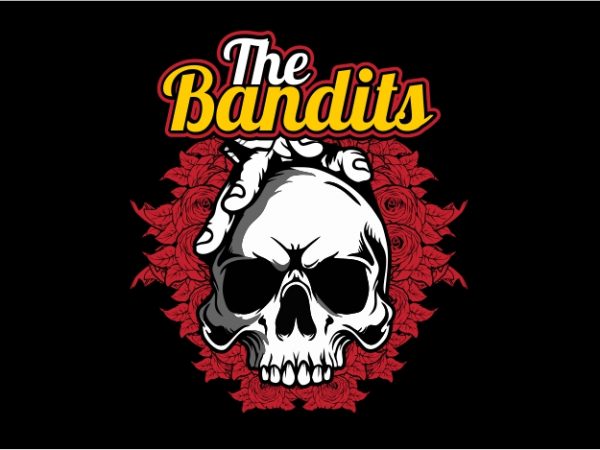 The bandit skull vector t shirt design for download