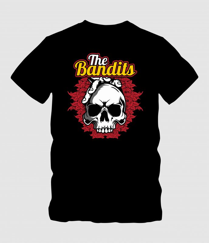 The Bandit Skull t shirt designs for sale