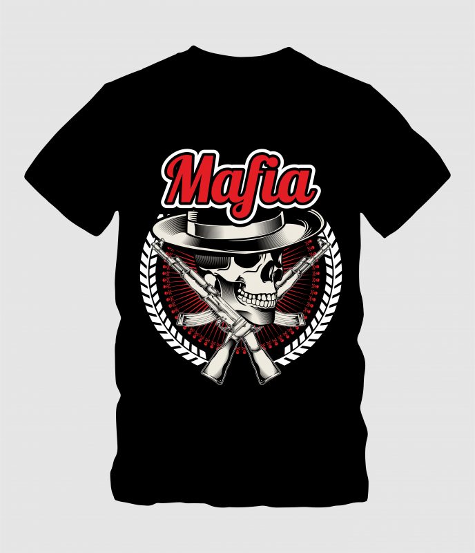 The Mafia Skull with Riffle t shirt designs for teespring