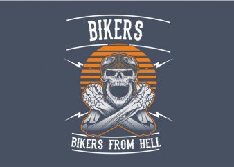 Skull Biker From Hell t shirt design to buy
