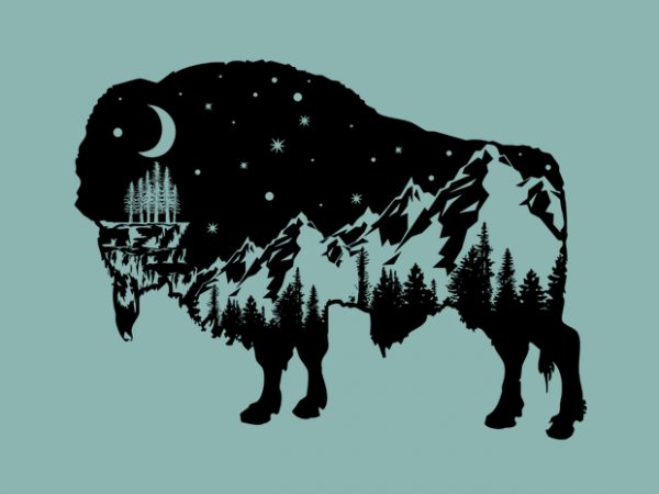 Bison t shirt design for sale