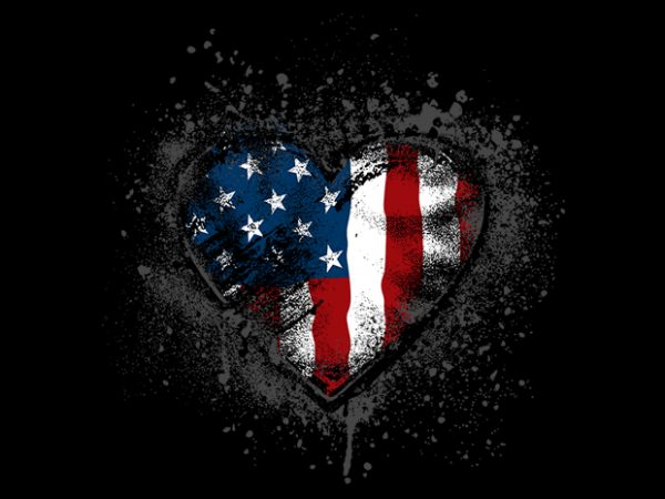 I heart stars and stripes vector t-shirt design for commercial use