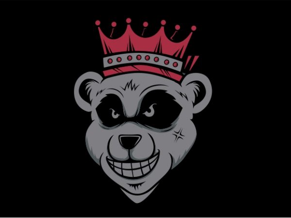 Bear king tshirt design vector