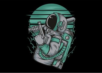 Astronout with the Gun vector t-shirt design for commercial use
