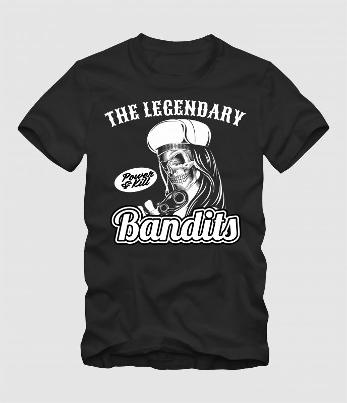Lagendary Skull Bandit t shirt designs for merch teespring and printful
