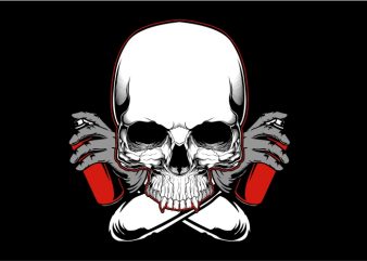 Skull with Color Spray vector t-shirt design template