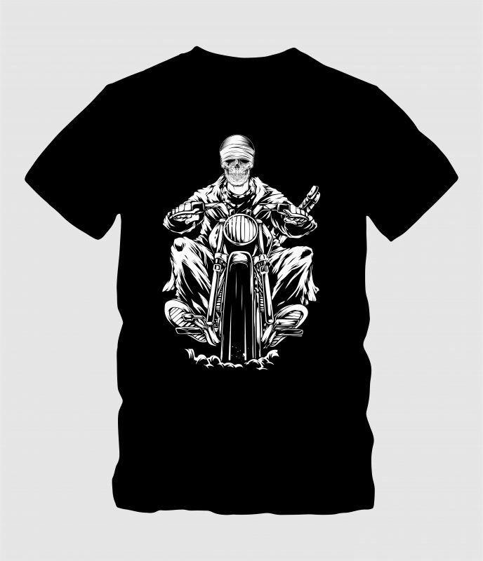 Skull Riding Motorcycle t shirt designs for merch teespring and printful