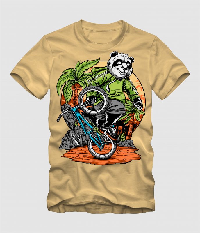 Panda Freestyle BMX t shirt designs for printful