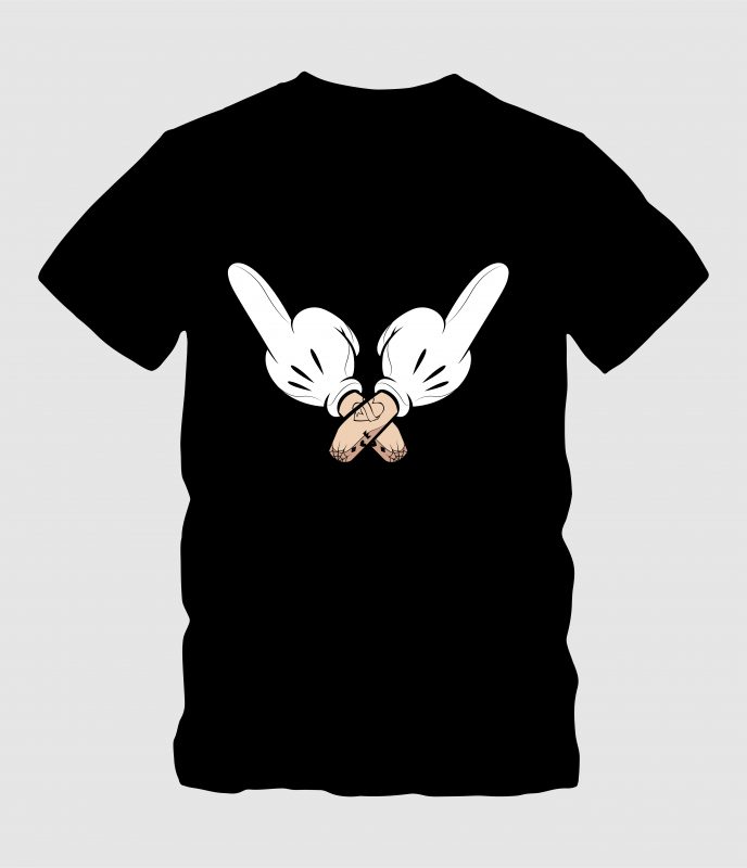 Cartoon Hand, Middle Finger Symbol commercial use t shirt designs