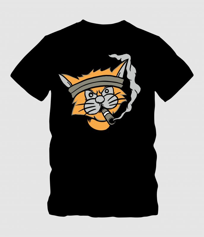 Smoking Cat commercial use t shirt designs