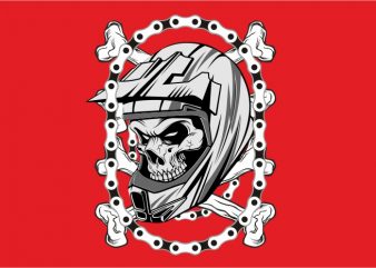 Skull Helmet with Chain vector t shirt design for download