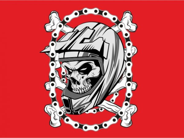 Skull helmet with chain vector t shirt design for download