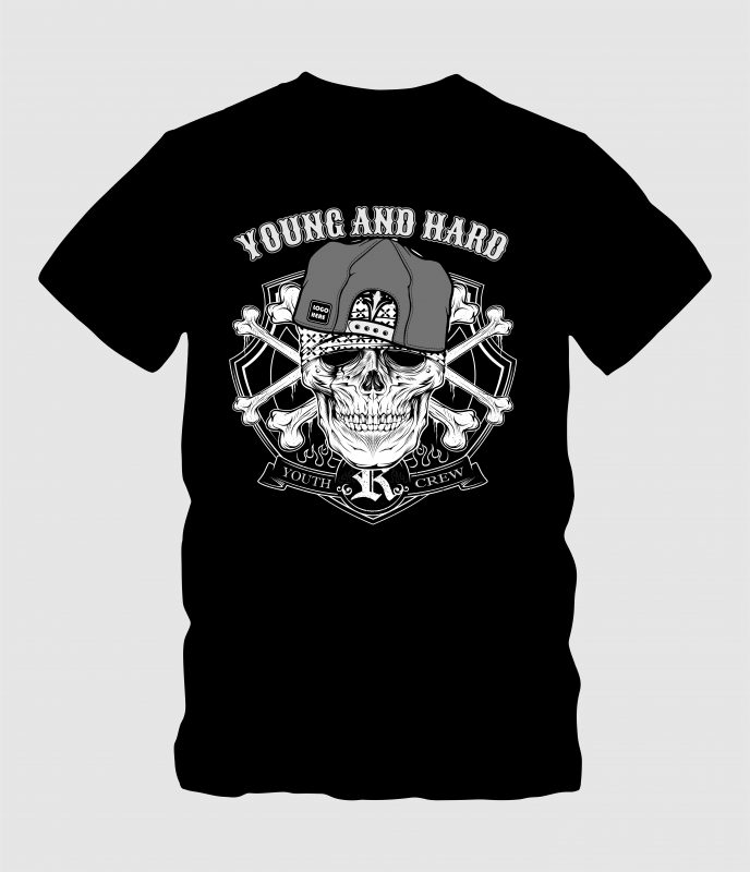 Young and Hard t shirt designs for print on demand