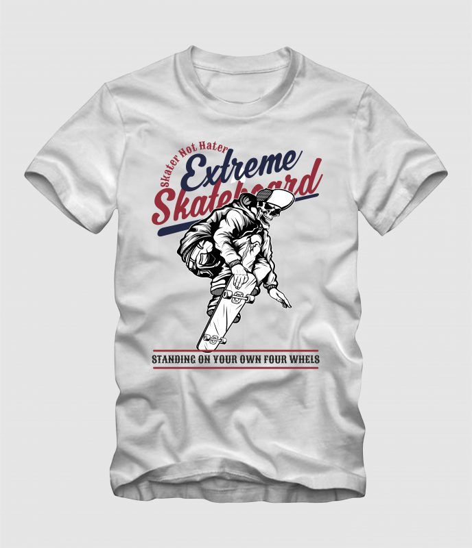 Ekstreme Skateboard t shirt design graphic