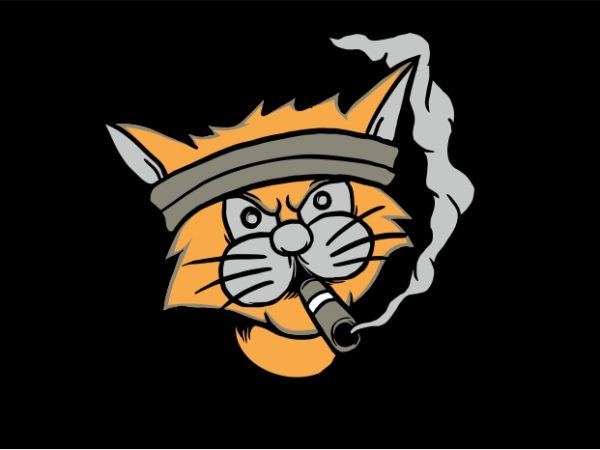 Smoking cat design for t shirt