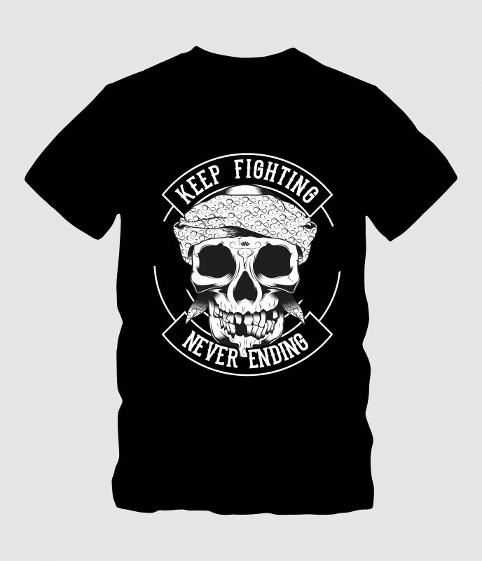 Vintage skull and fits slogan with motivation tshirt-factory.com