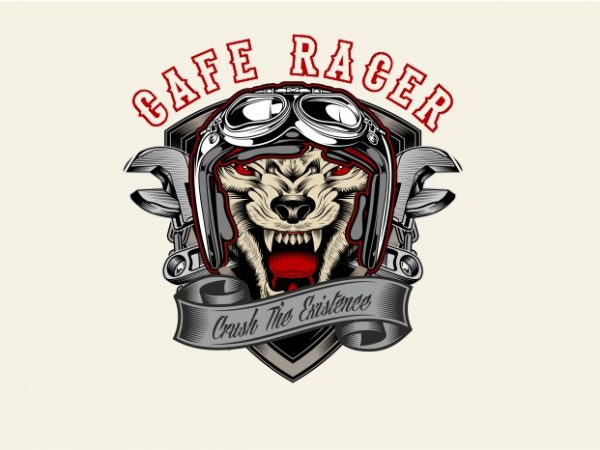 Wolf cafe racer buy t shirt design for commercial use
