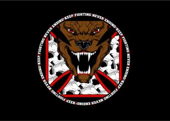 Wolf Fighting Never Ending vector shirt design