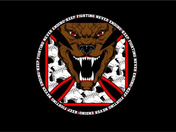 Wolf fighting never ending vector shirt design