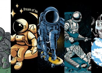 astronaut 5 design pack bundle t-shirt design