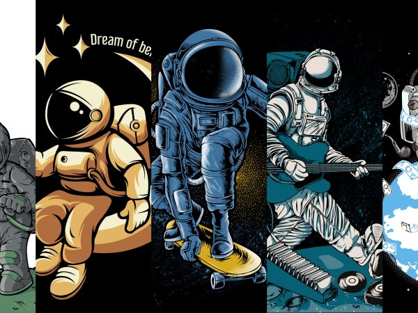 Astronaut 5 design pack bundle t-shirt design
