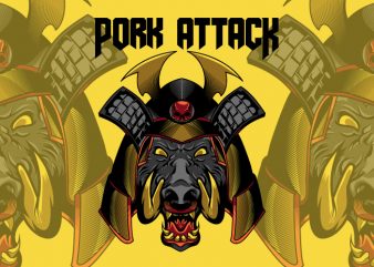 Pork Attack graphic t-shirt design
