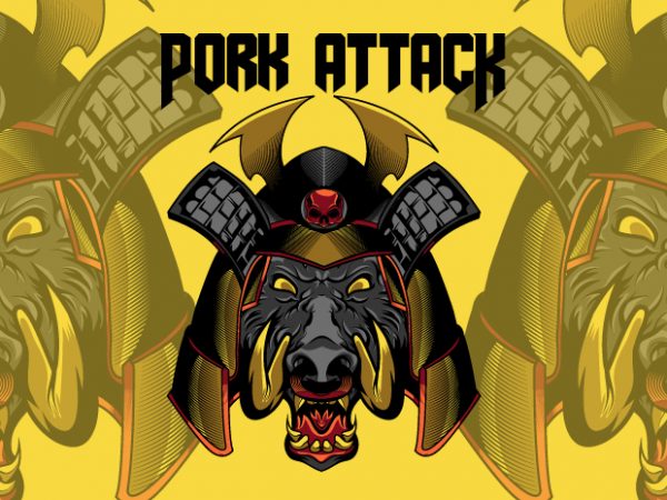 Pork attack graphic t-shirt design