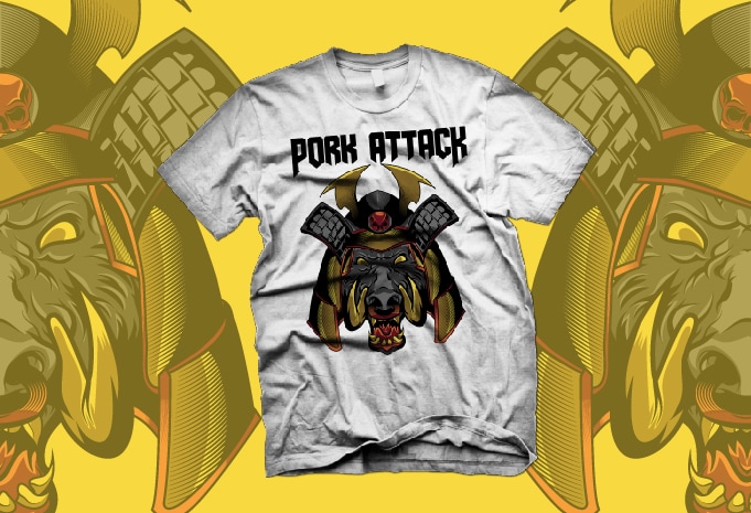 Pork Attack t-shirt designs for merch by amazon